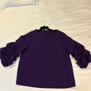 Alfani Deep Purple Blouse with Ruffled Sleeves